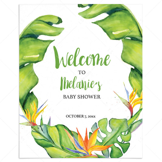 Banana Leaf Baby Shower Welcome Sign Printable by LittleSizzle