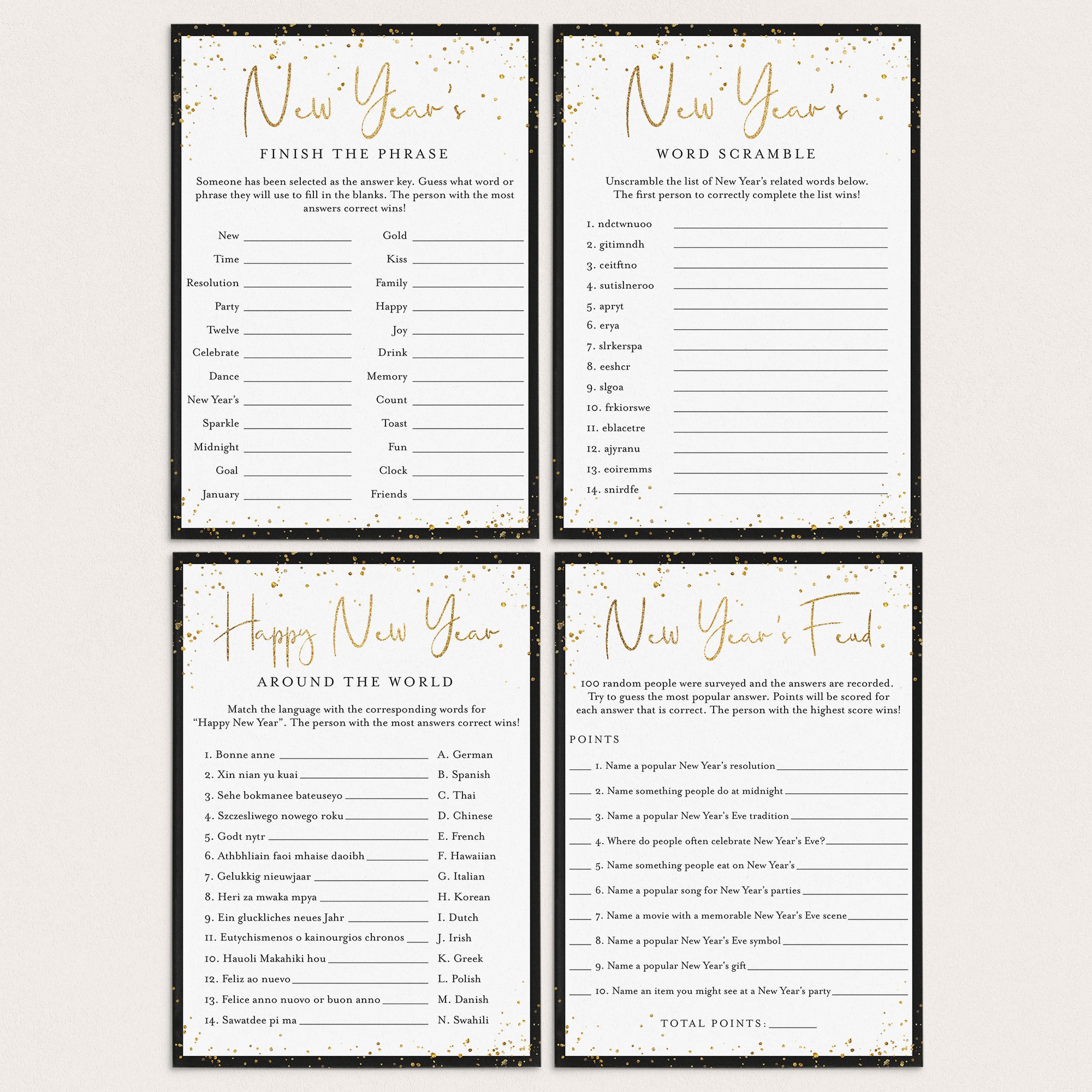 New Year's Eve Games for Family Printable by LittleSizzle
