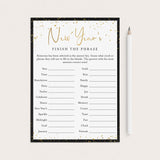New Year's Eve Party Game for Groups Printable Finish The Phrase by LittleSizzle