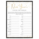New Year's Eve Party Game for Groups Printable Finish The Phrase by LittleSizzle