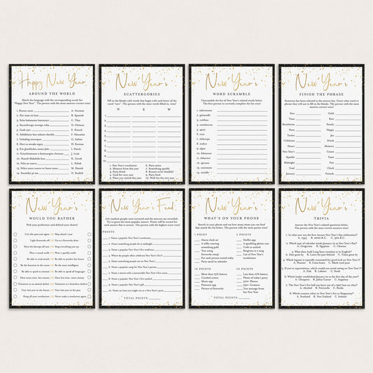 8 New Years Party Games Printable by LittleSizzle