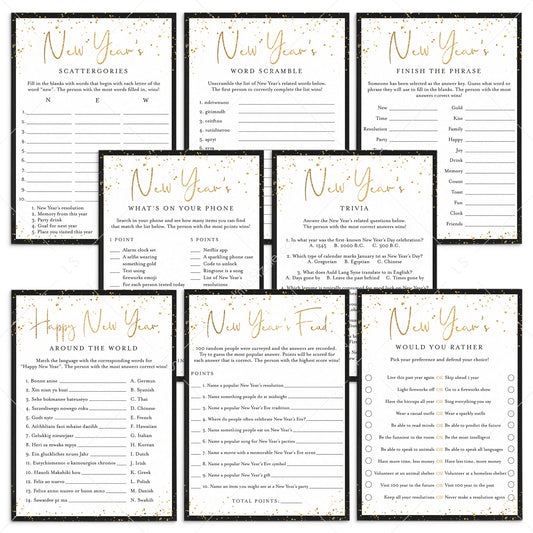 8 New Years Party Games Printable by LittleSizzle