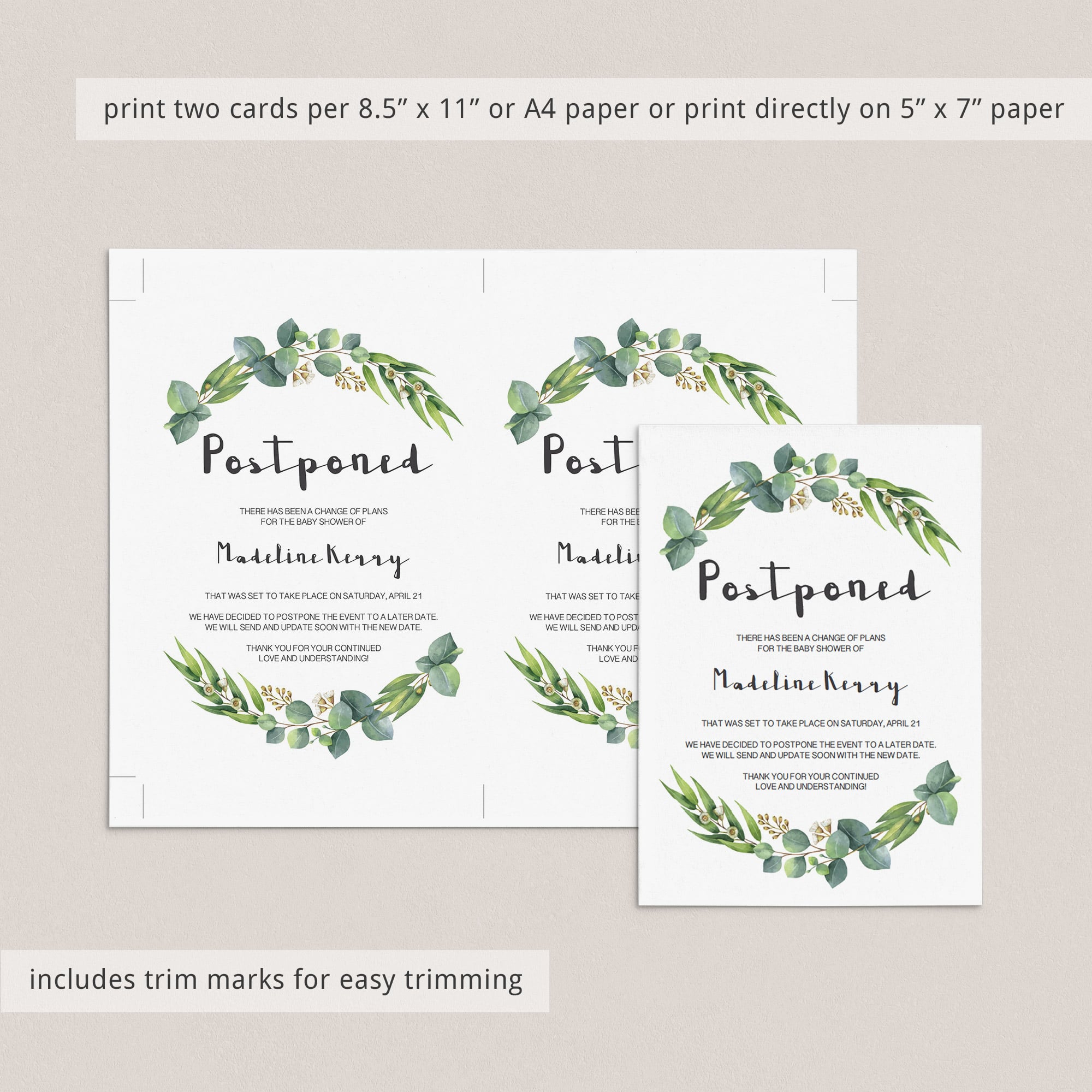 Change of date baby shower cards neutral green by LittleSizzle