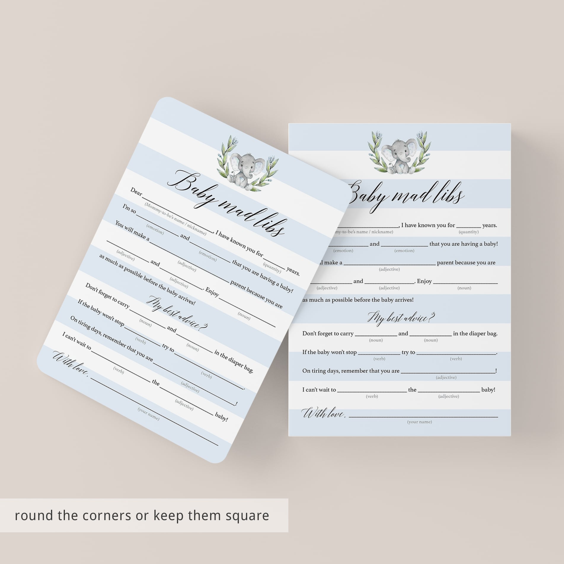 Instant download mad libs baby sprinkle game cards and advice by LittleSizzle