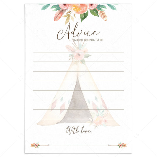 Tribal Baby Shower Advice Cards for New Parents by LittleSizzle
