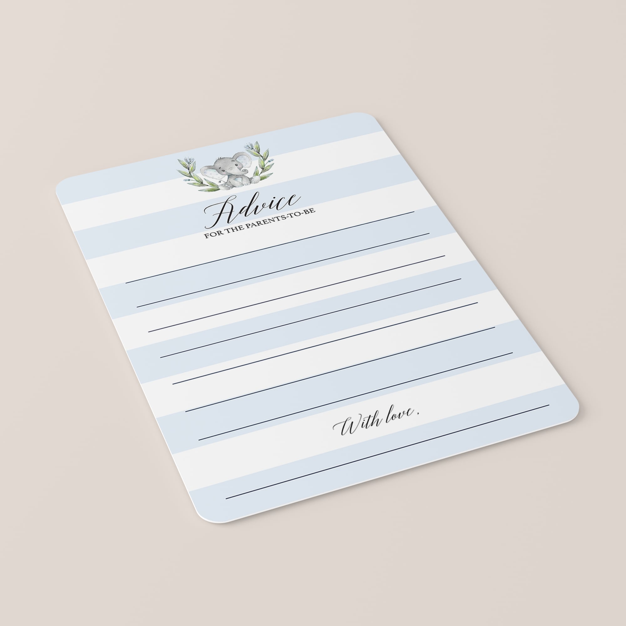 Download baby shower advice cards for elephant themed boy baby shower by LittleSizzle