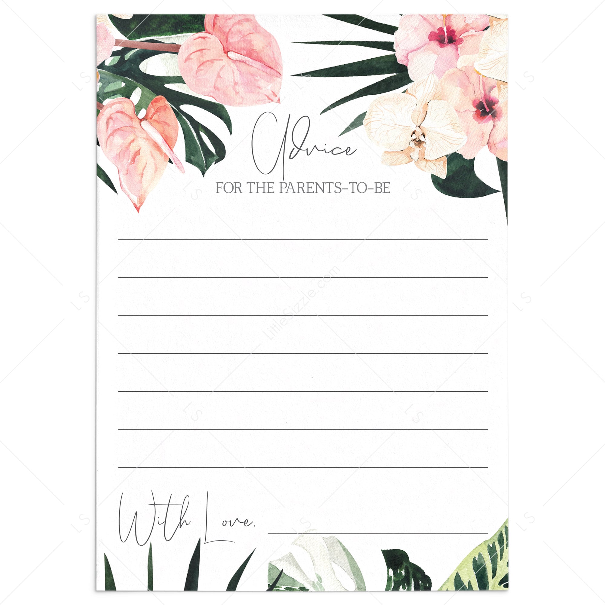 Couples Baby Shower Advice Cards Printable by LittleSizzle