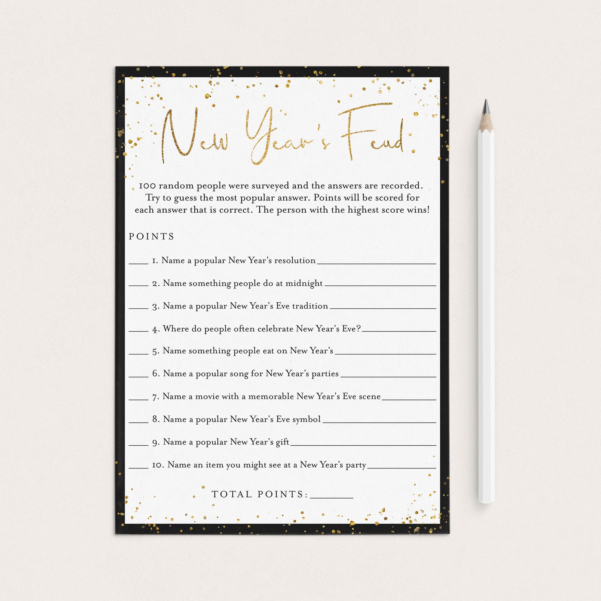 Family Feud Game for New Year's Party Printable by LittleSizzle