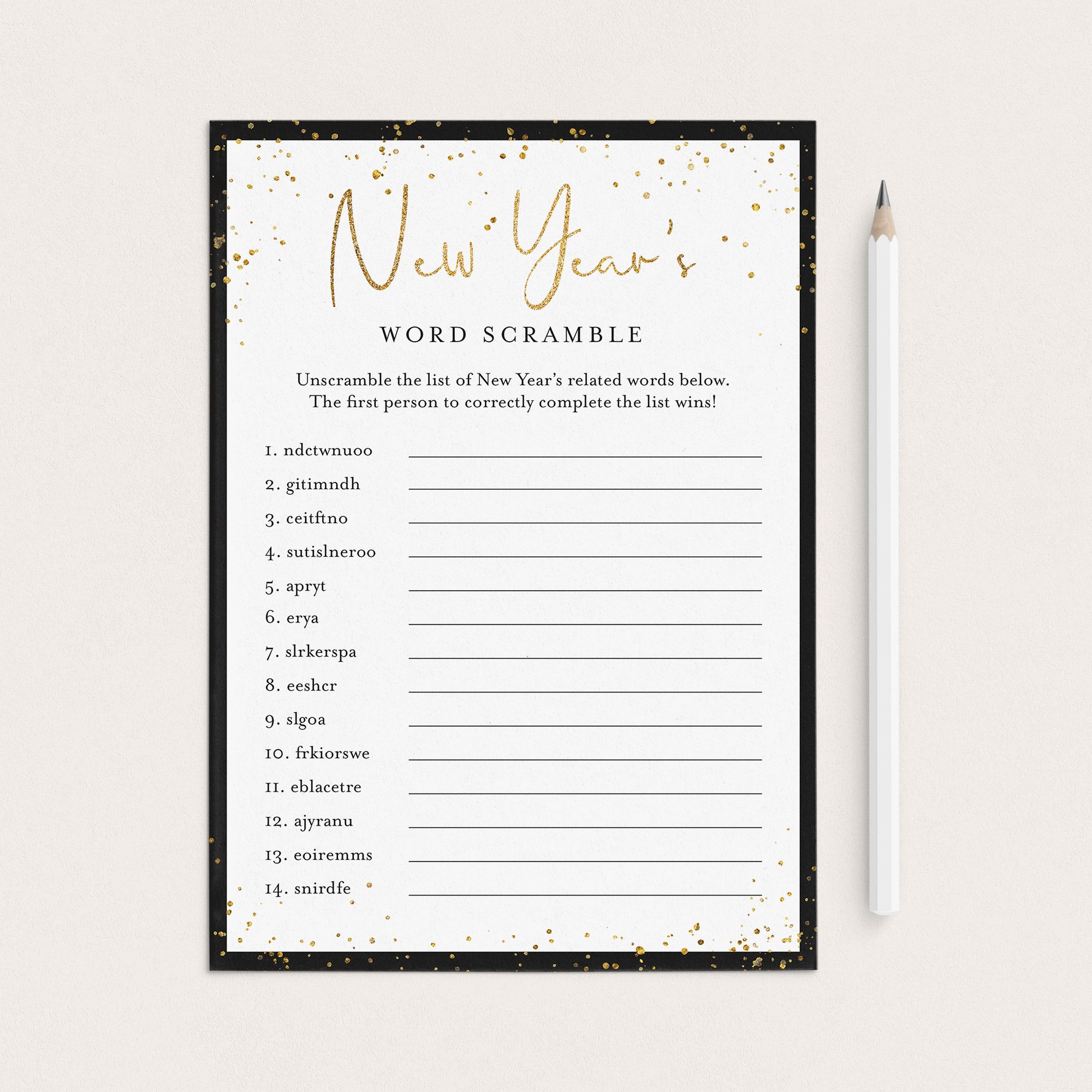 New Years Word Scramble Game Printable by LittleSizzle
