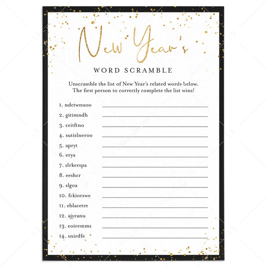 New Years Word Scramble Game Printable by LittleSizzle