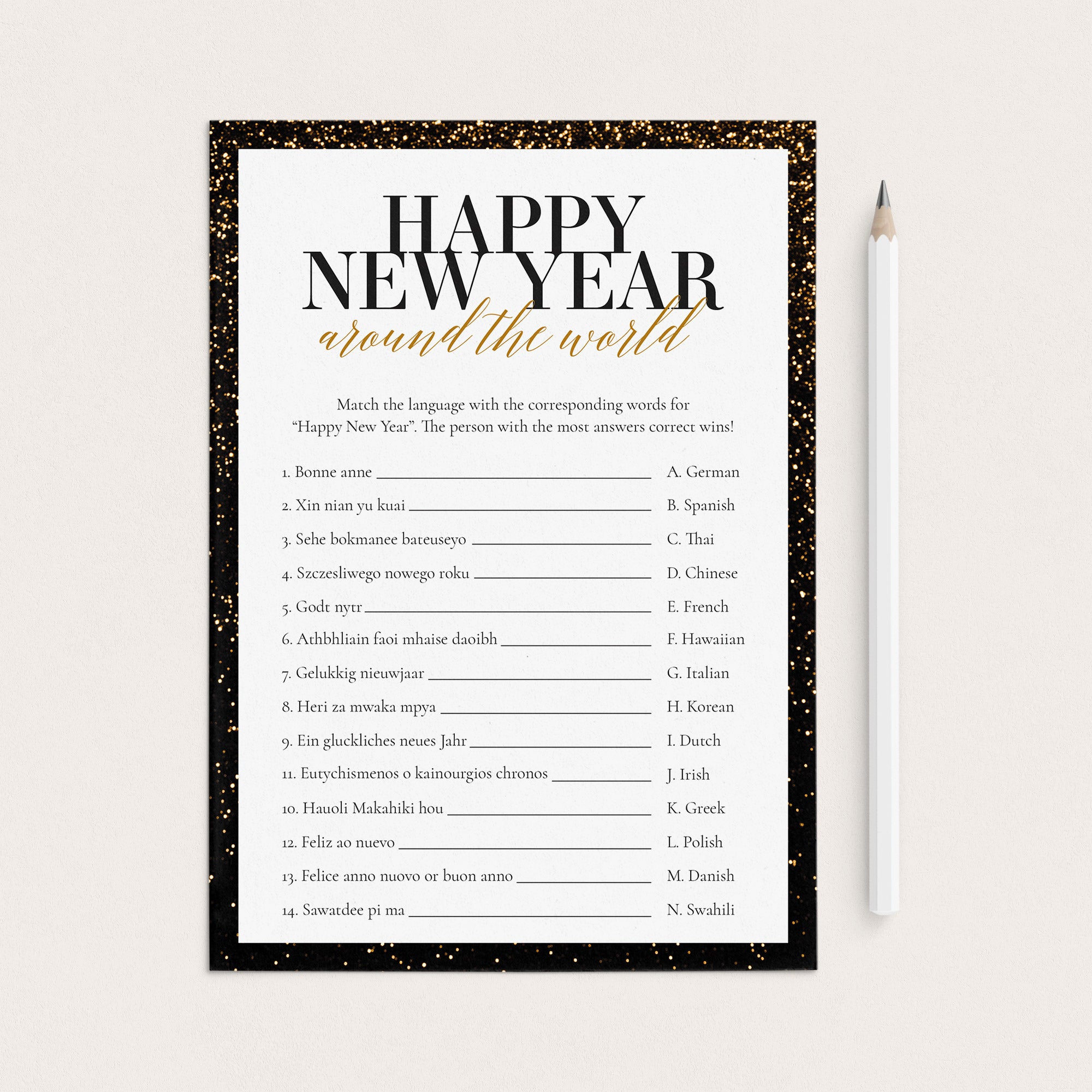 New Year's Eve Party Game for Families Printable by LittleSizzle