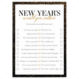 New Years This or That Game Printable by LittleSizzle