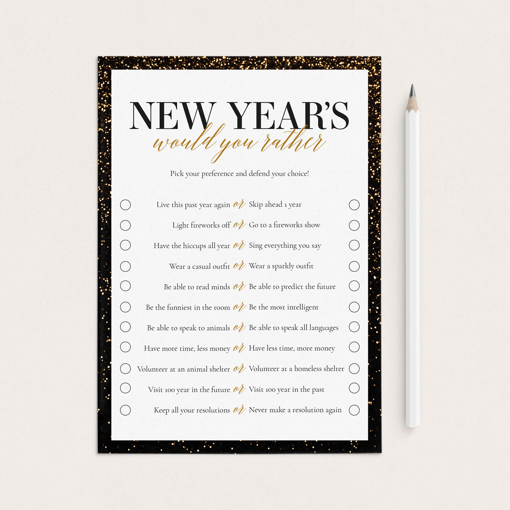 New Years This or That Game Printable by LittleSizzle