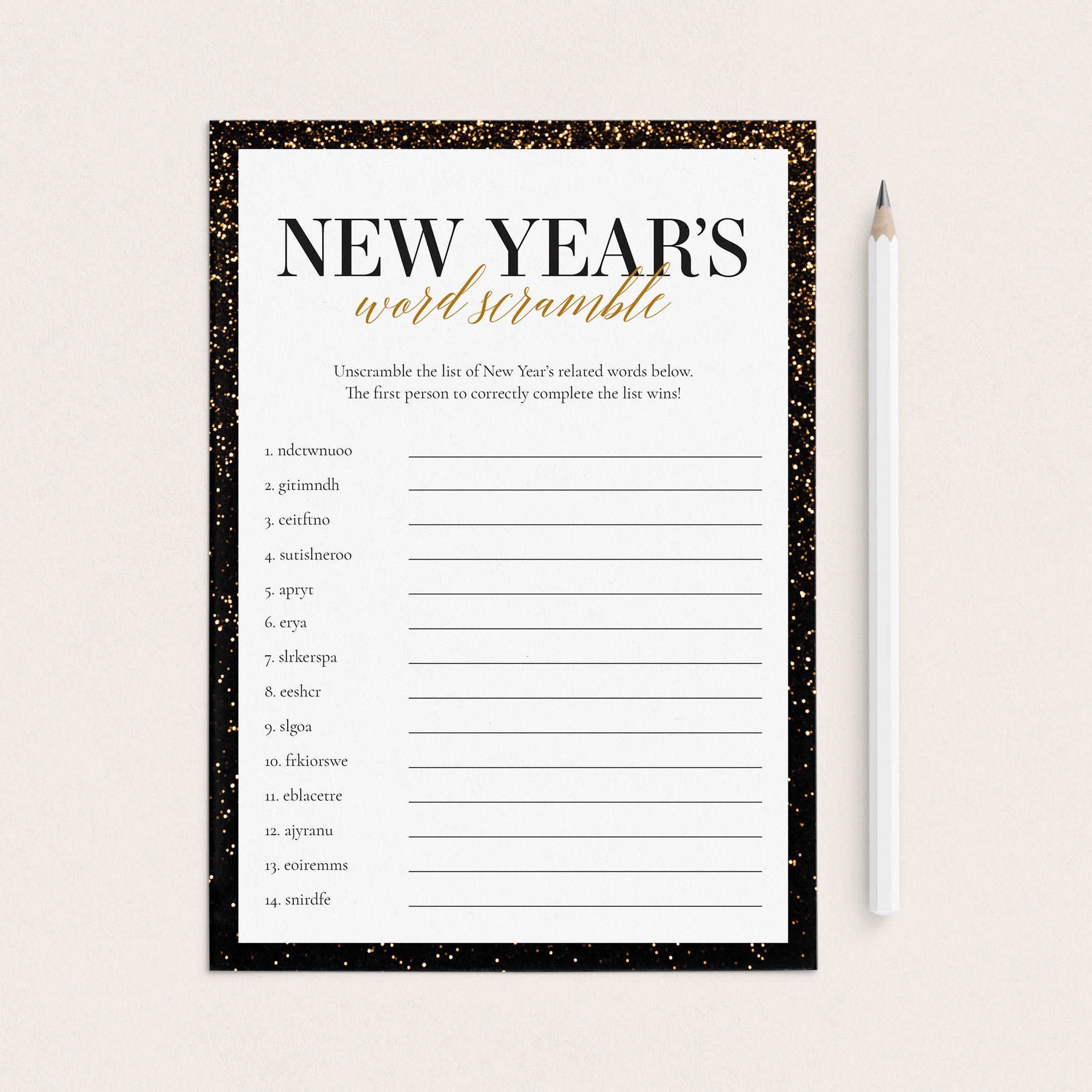 New Years Scrambled Words Game Printable by LittleSizzle