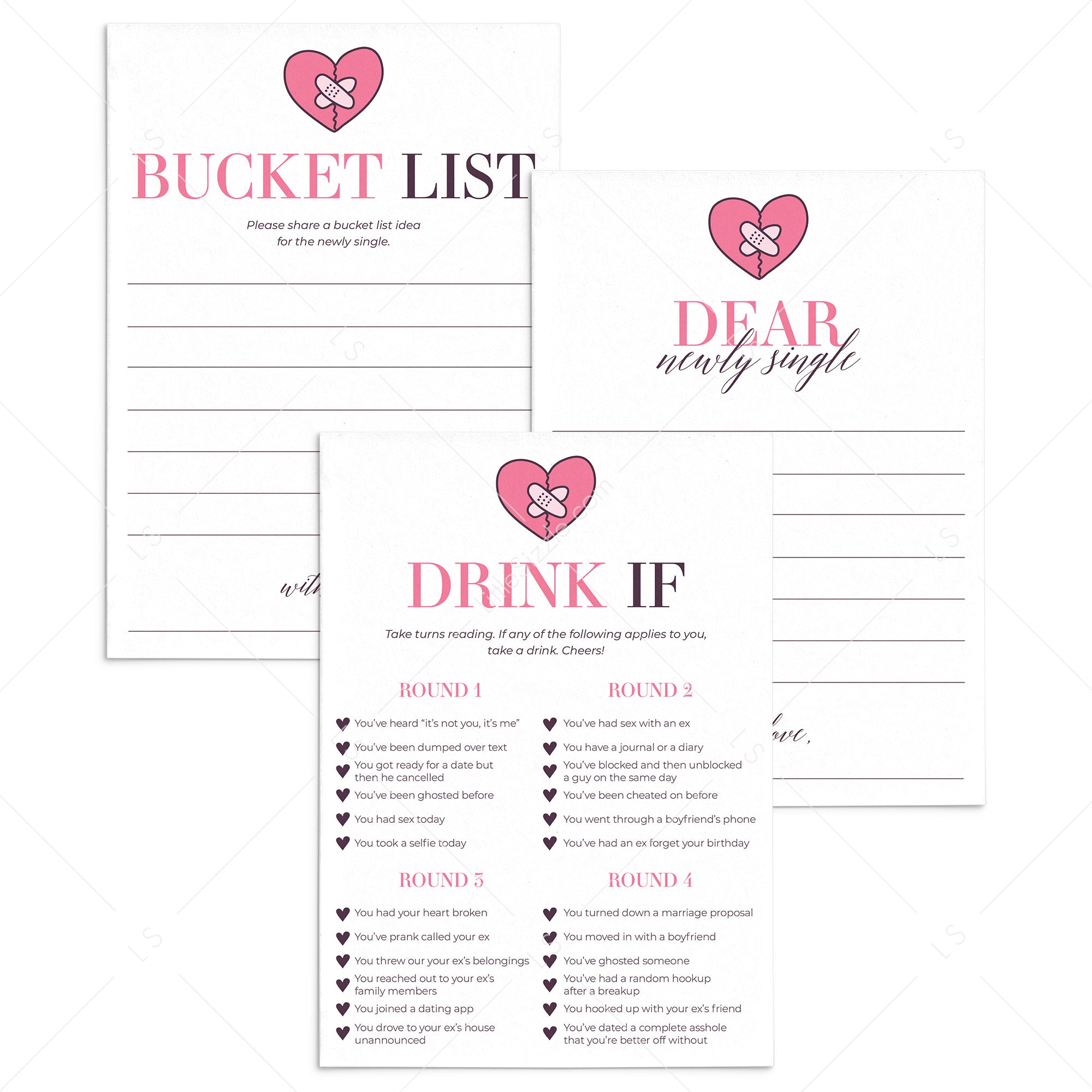 Newly Single Girls Night Games Printable by LittleSizzle