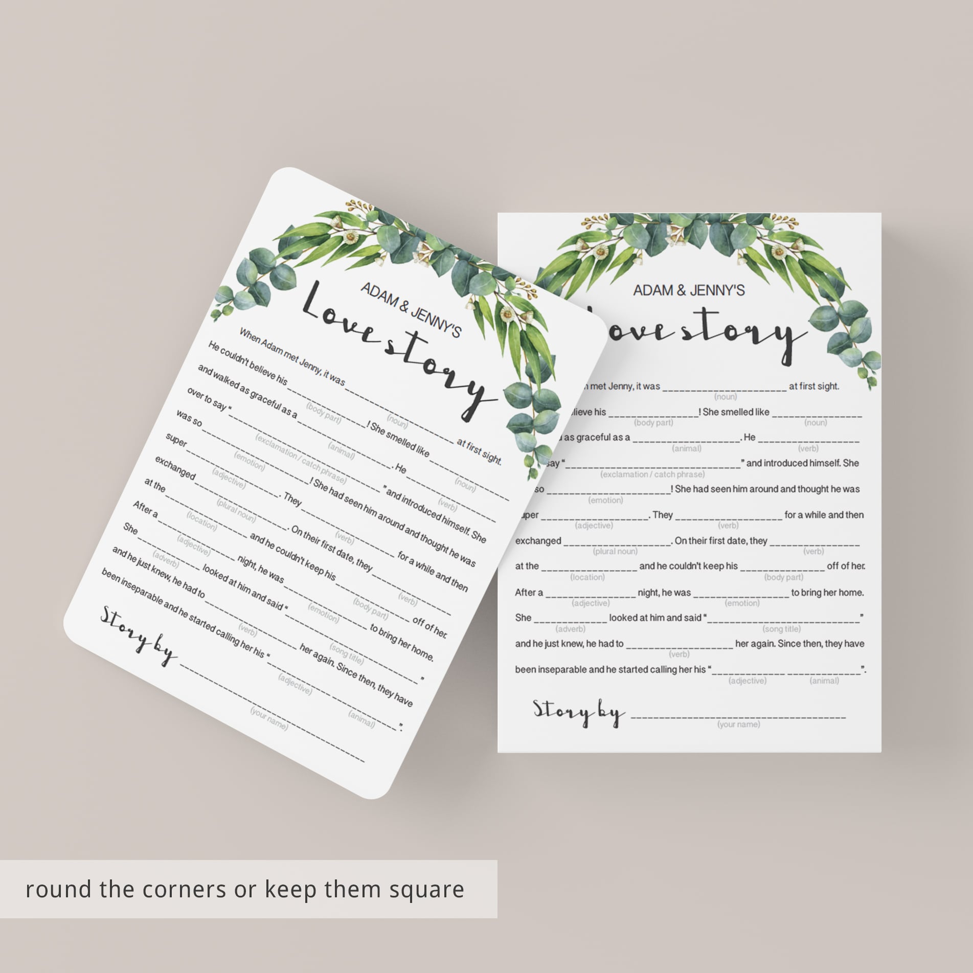 eucalyptus wreath bridal shower activity ideas instant download
