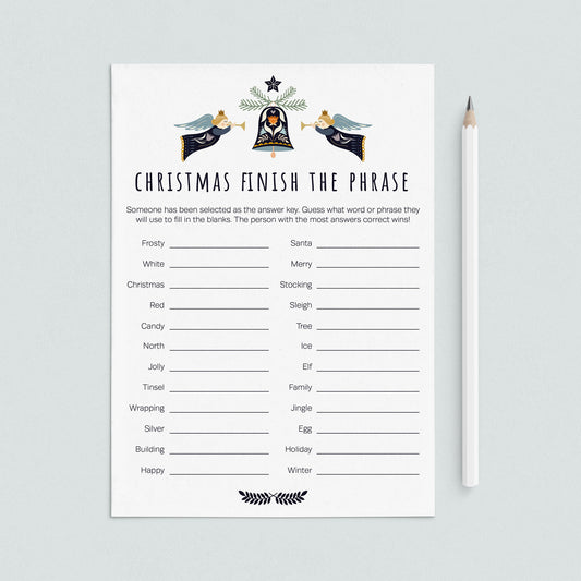 Printable Christmas Game for Groups Finish The Phrase by LittleSizzle