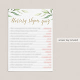 Watercolor Greenery Baby Shower Nursery Rhyme Game