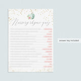 Fall BabyShower Nursery Rhymes Game Printable