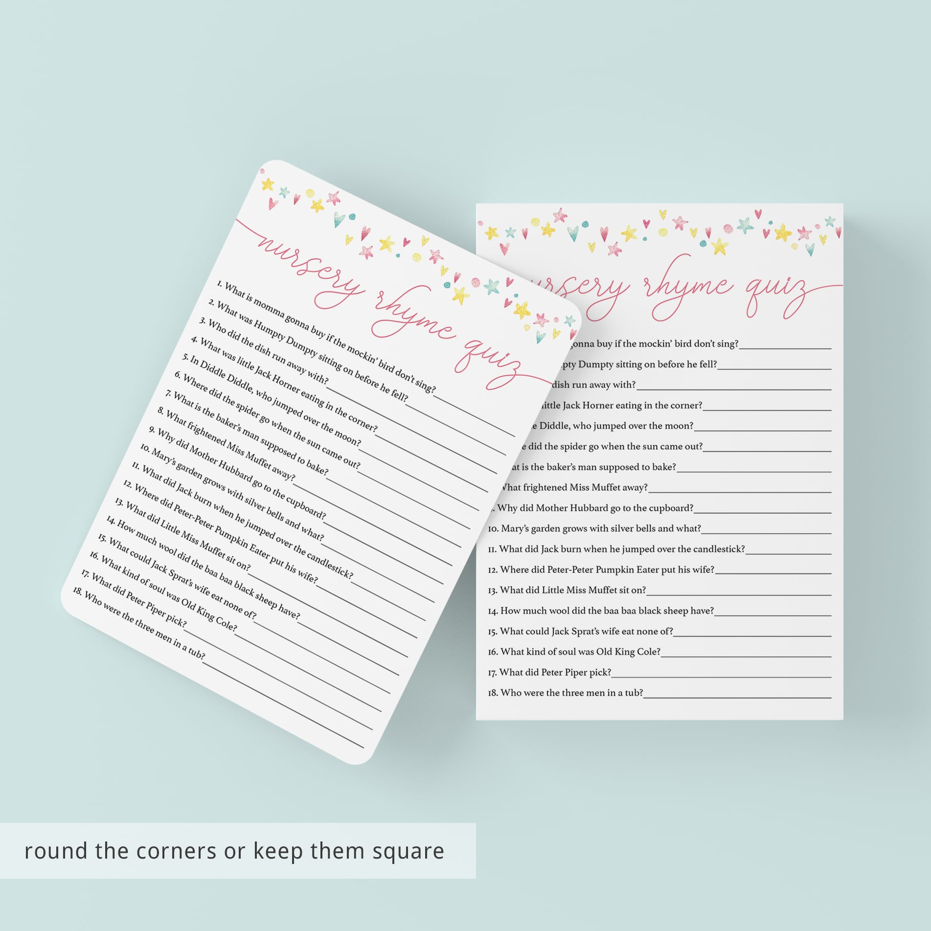 Pink baby girl shower game nursery rhyme quiz download by LittleSizzle