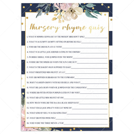 Pink and navy stripes girl baby shower games by LittleSizzle