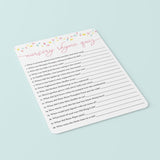 Printable Nursery Rhyme Quiz for Girl Baby Shower