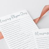 Blue and Silver Baby Shower Games Nursery Rhyme Quiz Printable