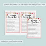 Floral Themed Baby Shower Games Bundle Printable