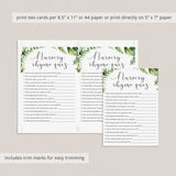 Printable nursery rhyme quiz game for baby shower with answers by LittleSizzle