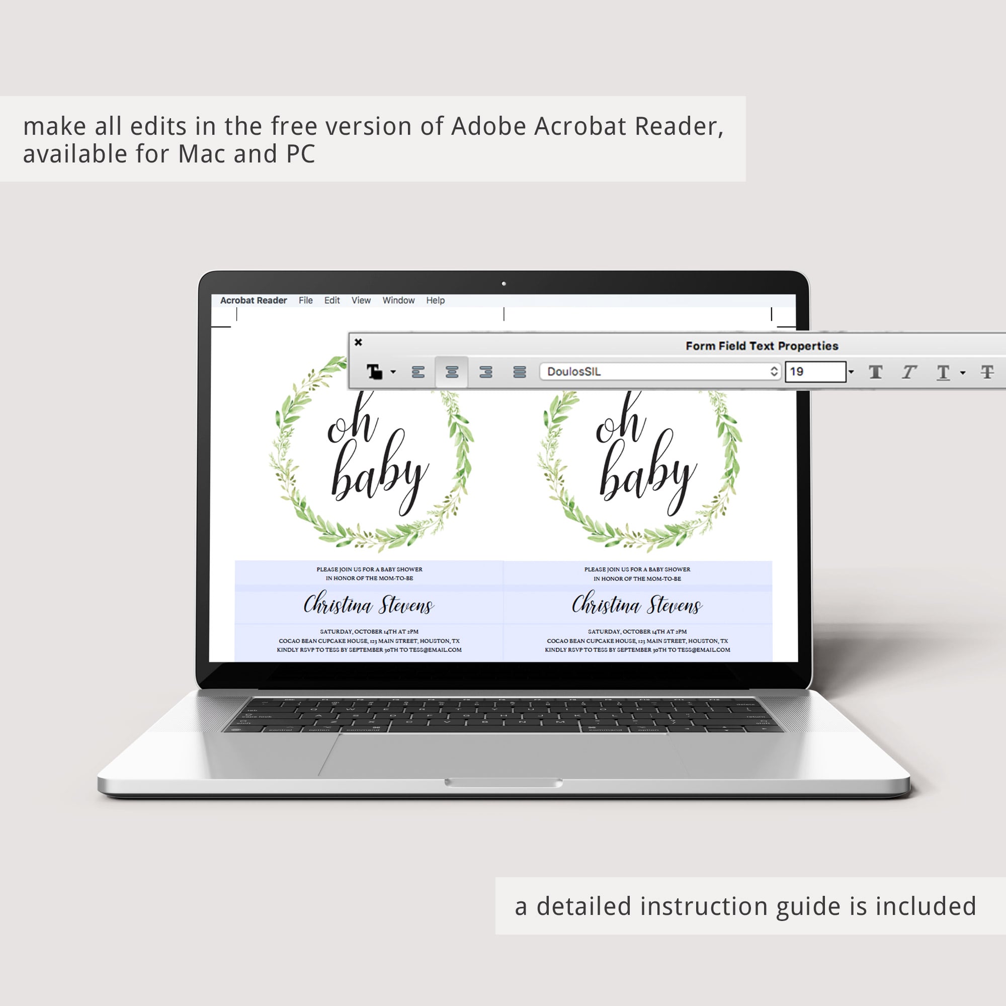 Green themed baby shower invitation template by LittleSizzle