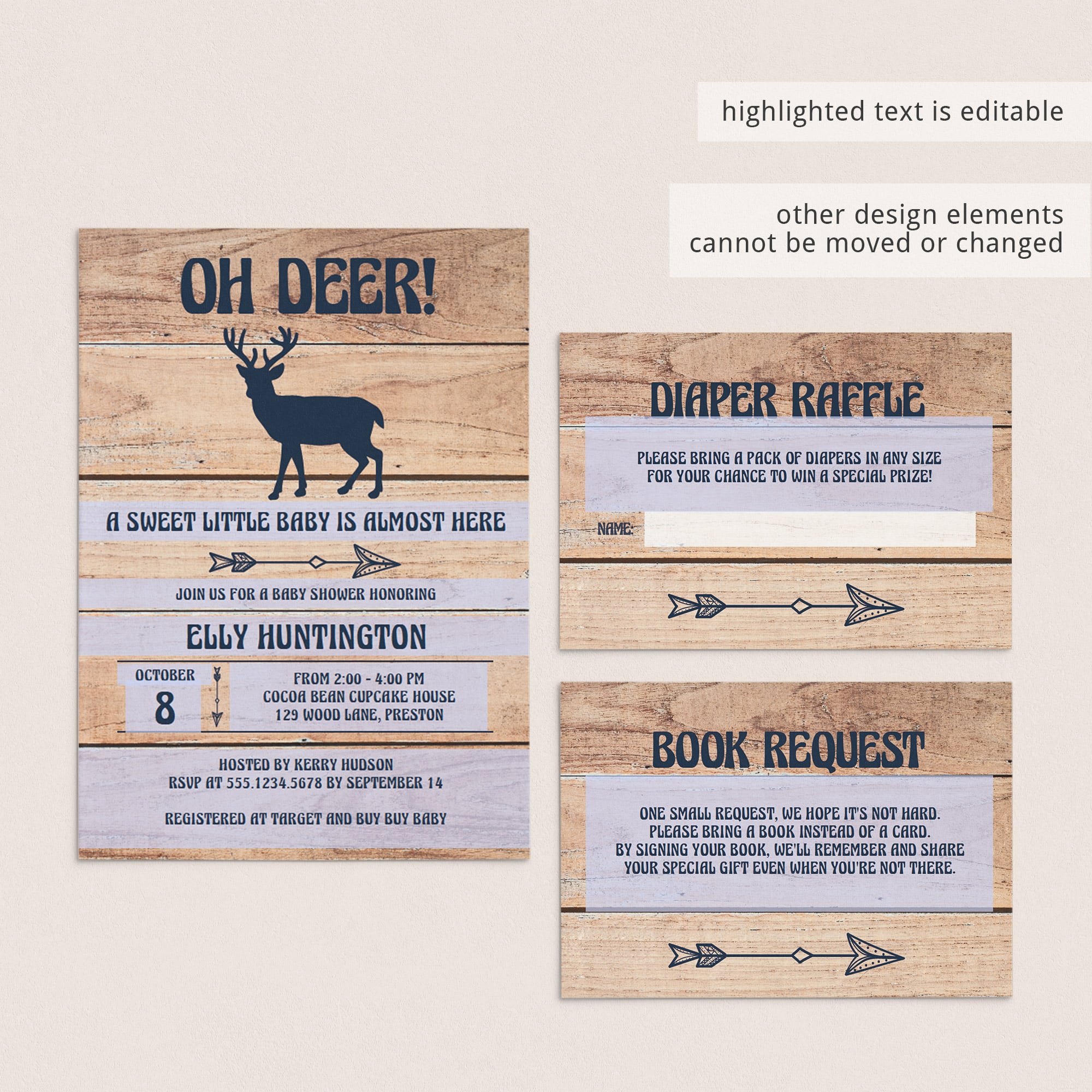 Editable baby shower invitation template gender neutral woodland by LittleSizzle