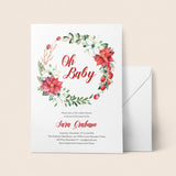 Floral Christmas Baby Shower Invitation Set