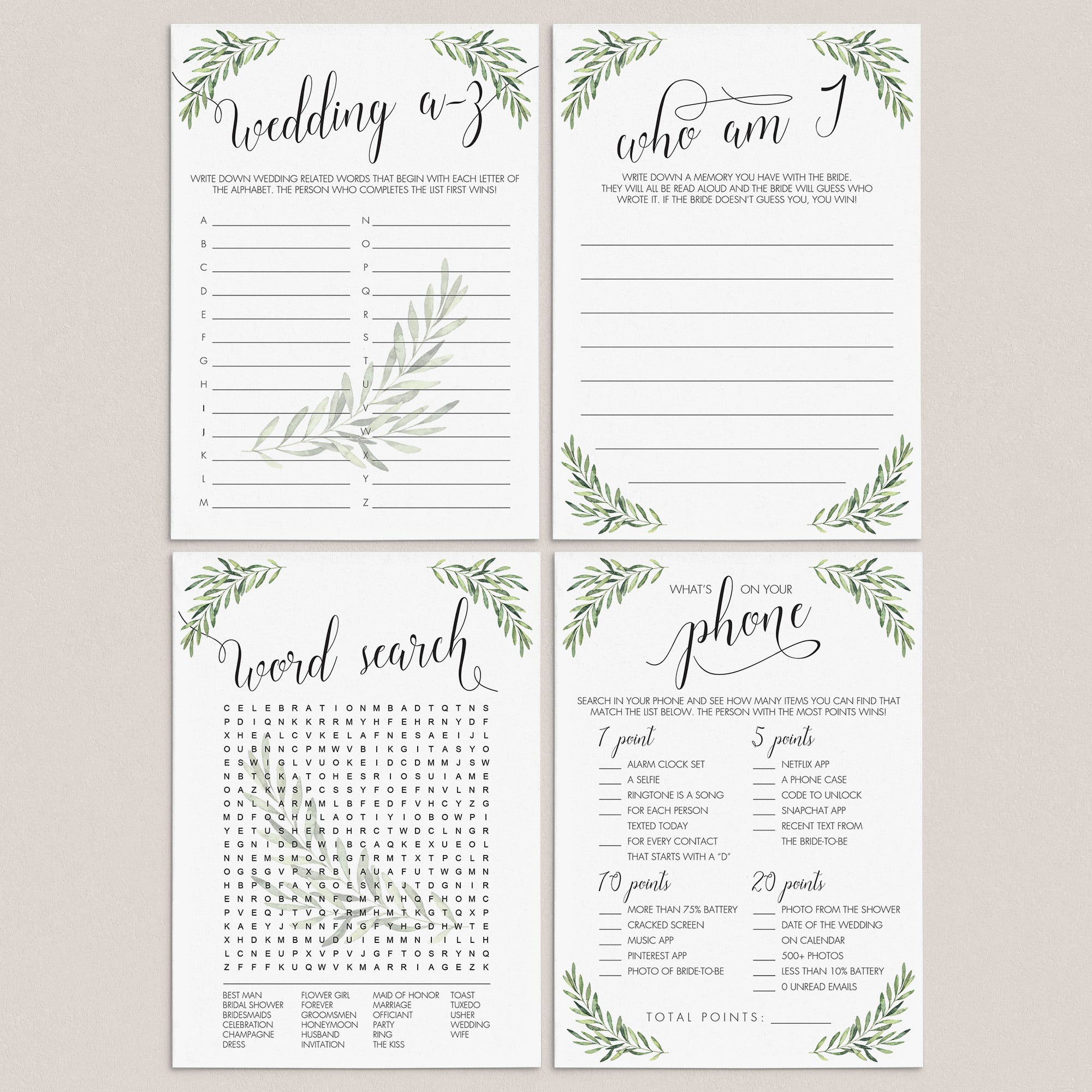 Garden Bridal Shower Games Bundle Printable by LittleSizzle