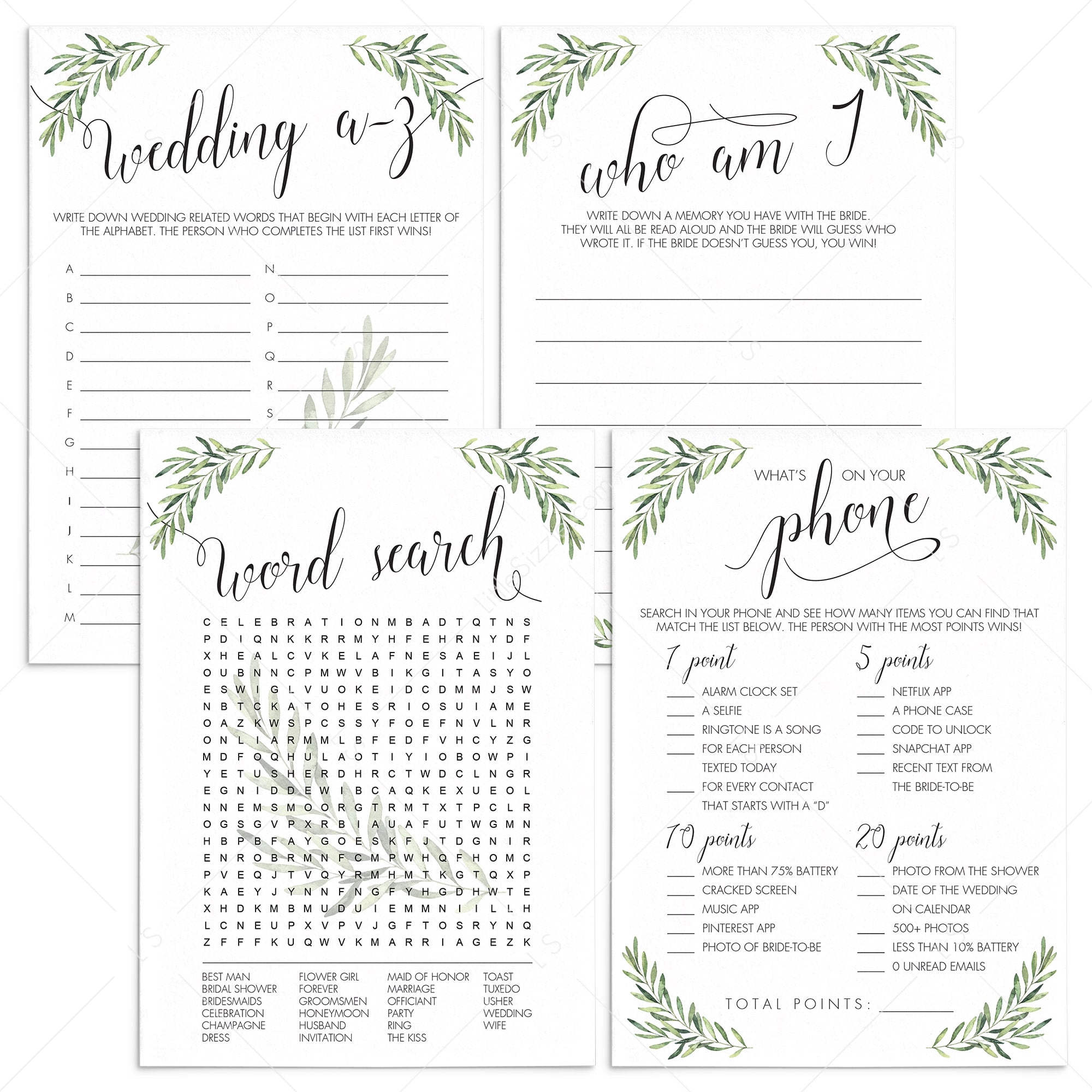 Garden Bridal Shower Games Bundle Printable by LittleSizzle