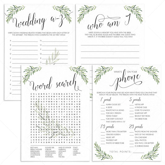 Garden Bridal Shower Games Bundle Printable by LittleSizzle