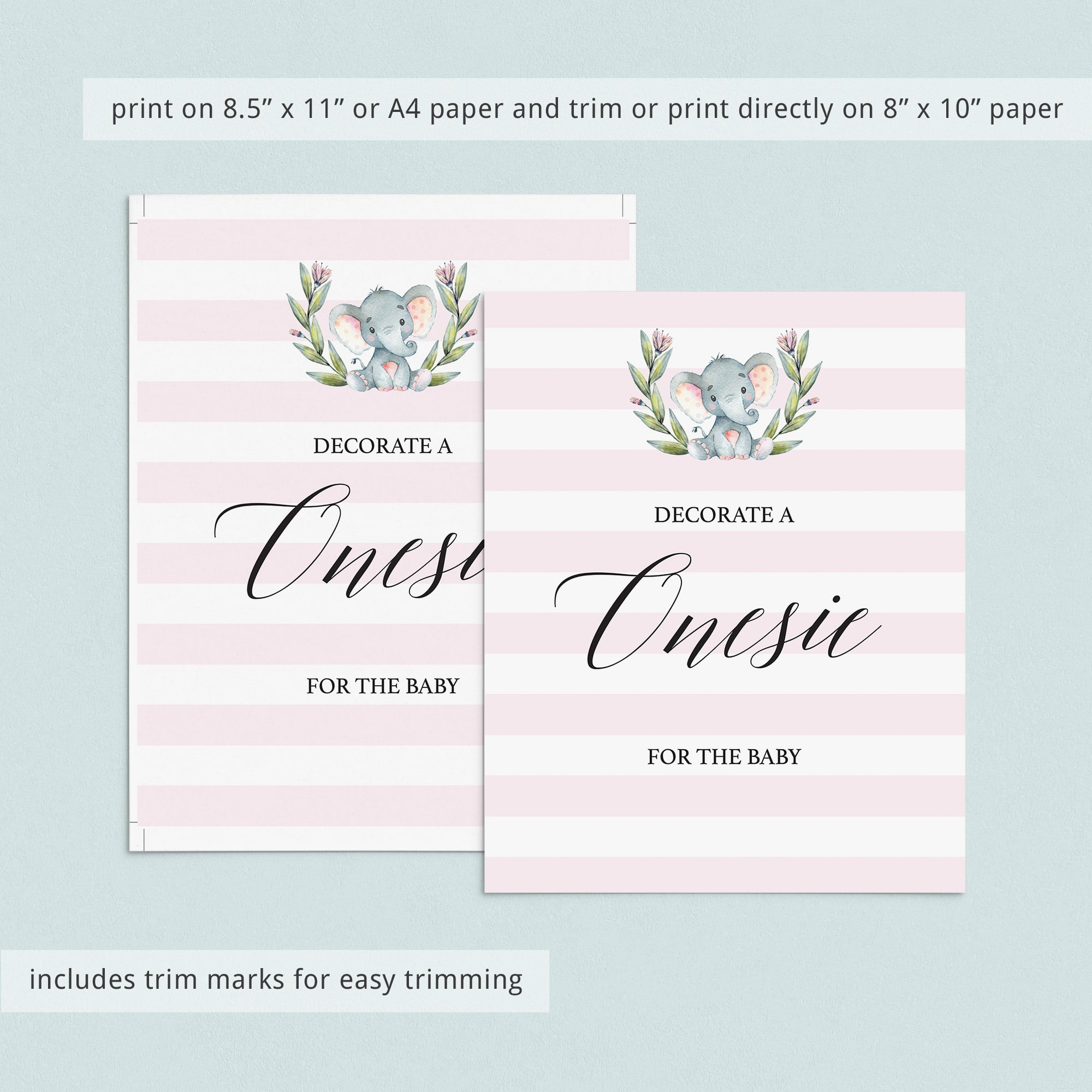 Onesie decorating station girl baby party signs instant download by LittleSizzle