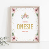 Unicorn baby shower onesie decorating station sign by LittleSizzle