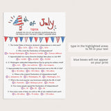 American Trivia Game for Fourth of July Party Printable & Virtual