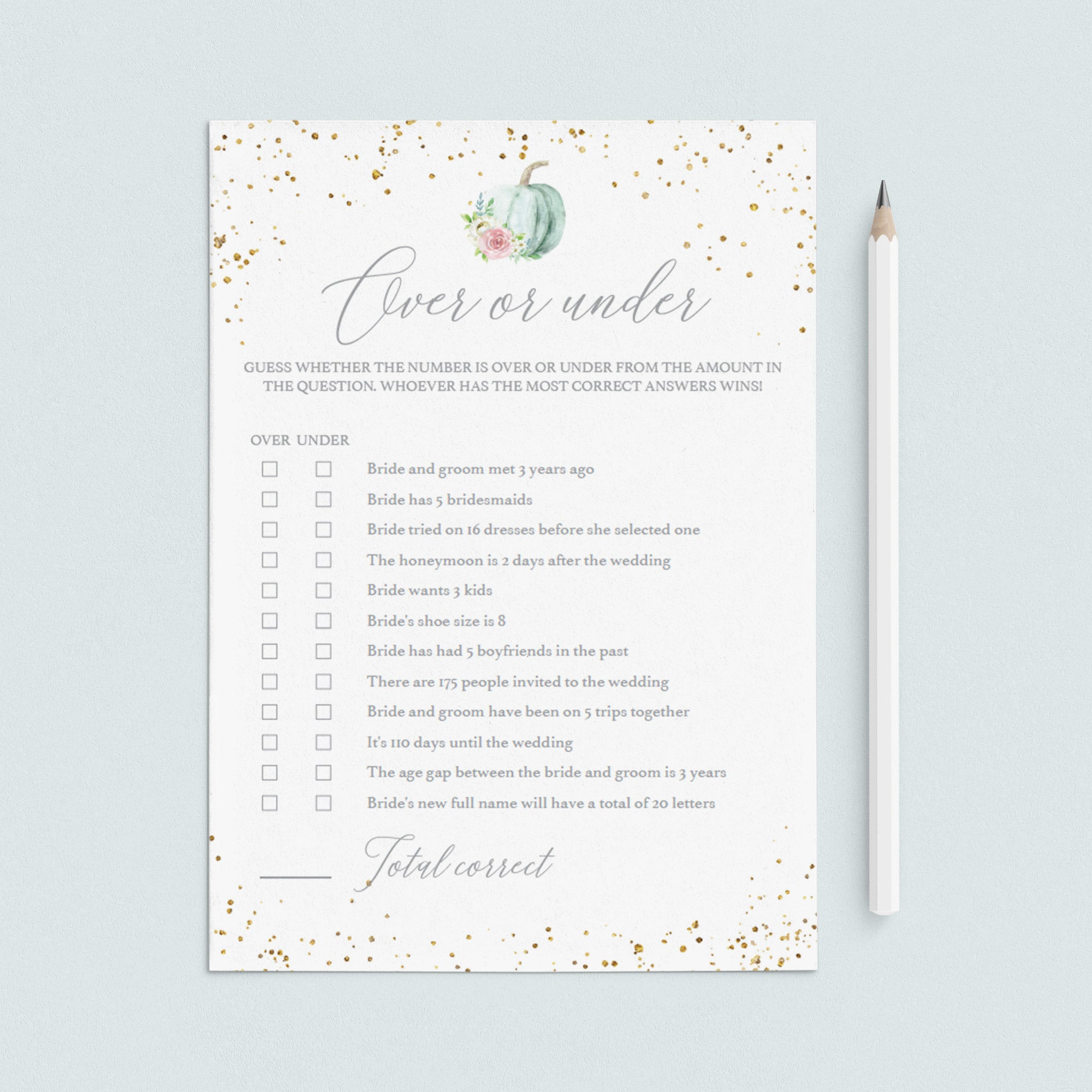 DIY Pumpkin Theme Over or Under Game Template by LittleSizzle