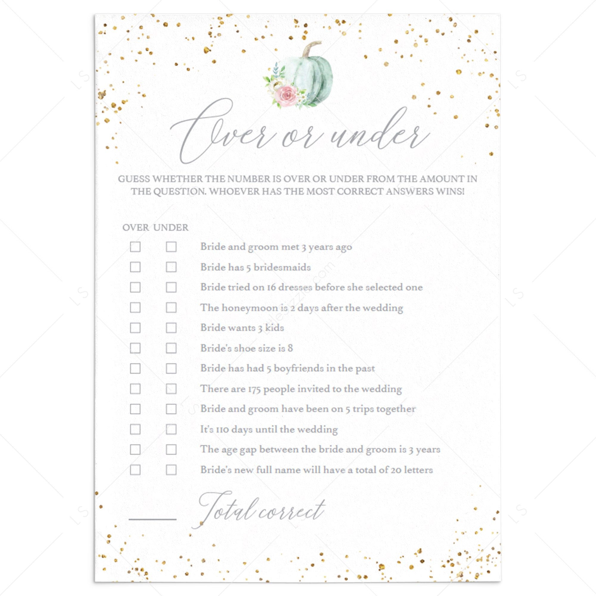 DIY Pumpkin Theme Over or Under Game Template by LittleSizzle