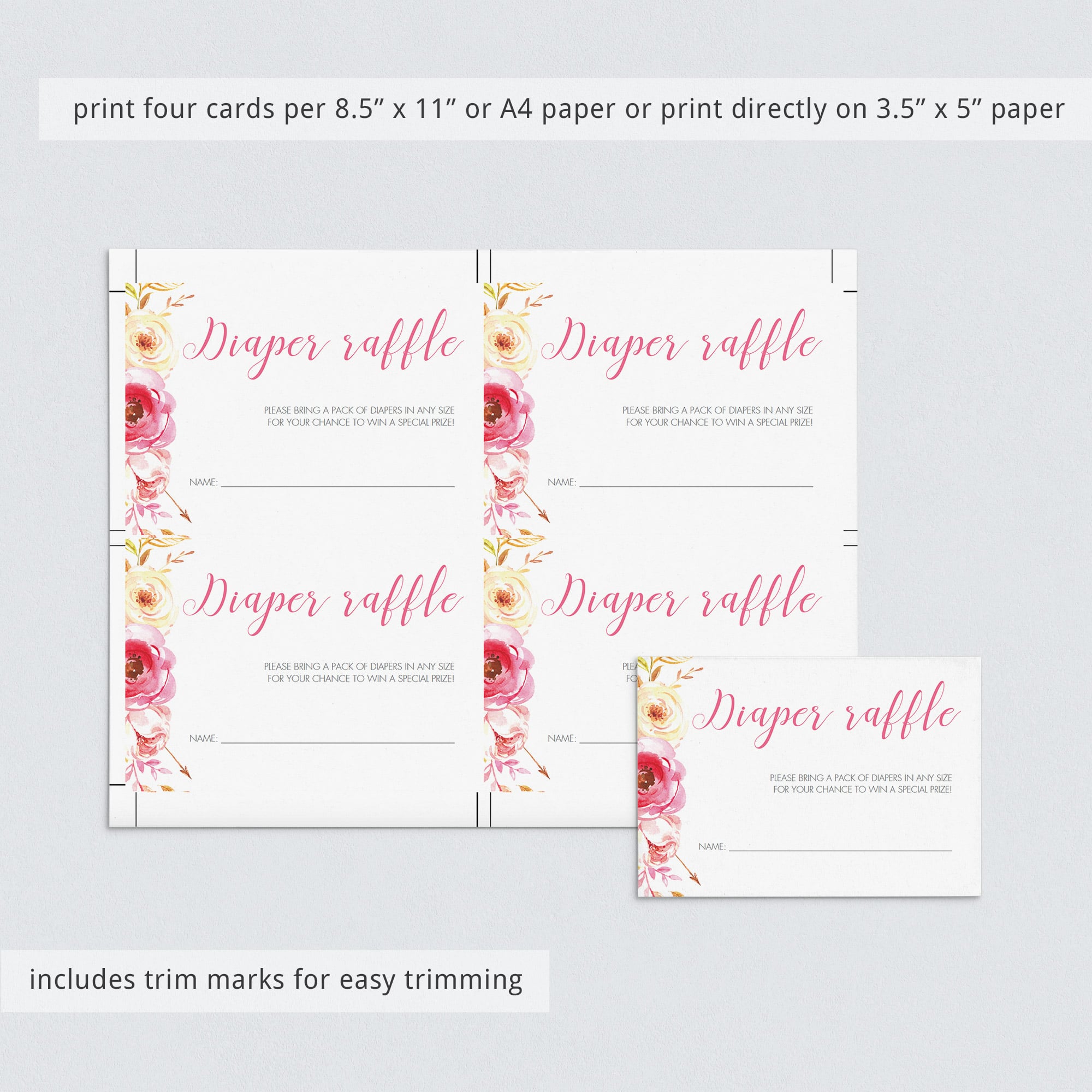 Editable diaper raffle game for girl baby shower by LittleSizzle