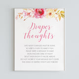 Pink Floral Diaper Thoughts Sign Instant Download by LittleSizzle