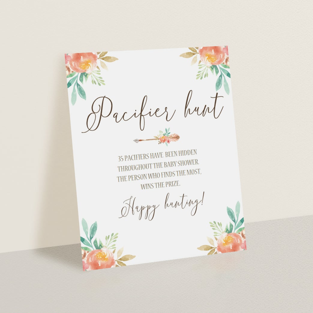 Girl baby shower game template pacifier hunt by LittleSizzle