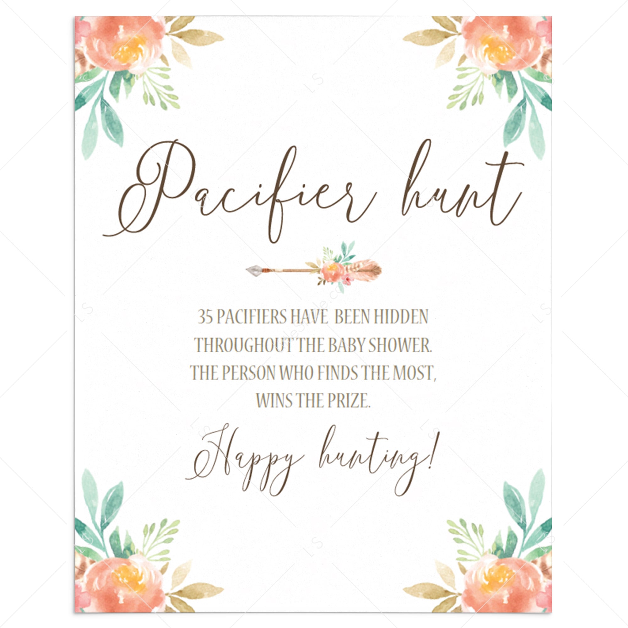 Funny Baby Shower Game Hunt The Pacifiers Template by LittleSizzle