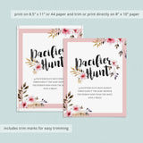 Editable pacifier hunt game girl baby shower sign by LittleSizzle