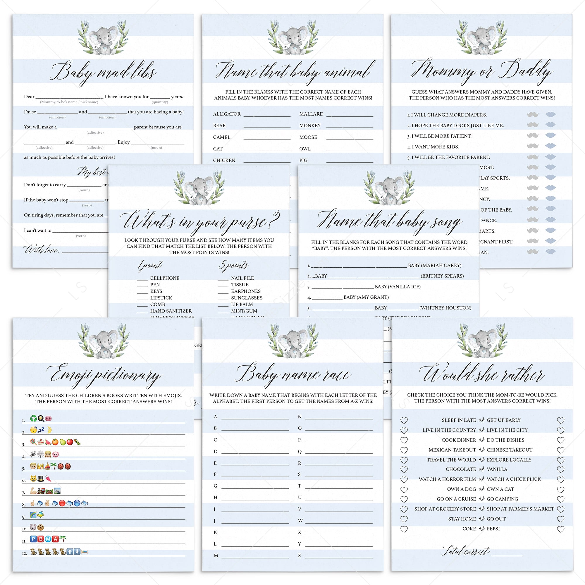 Popular baby shower games for boy shower by LittleSizzle