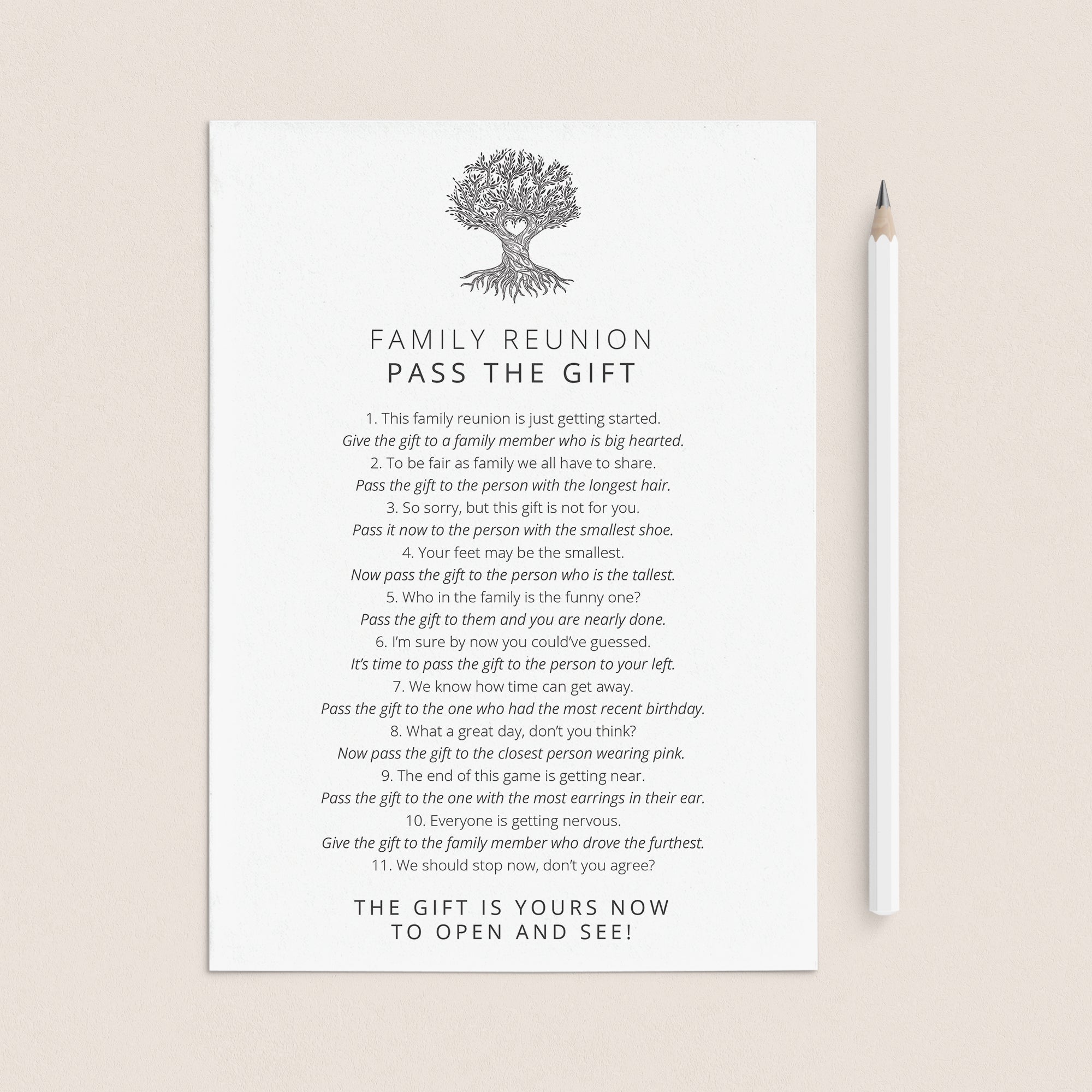 Family Reunion Game Pass The Gift Printable by LittleSizzle