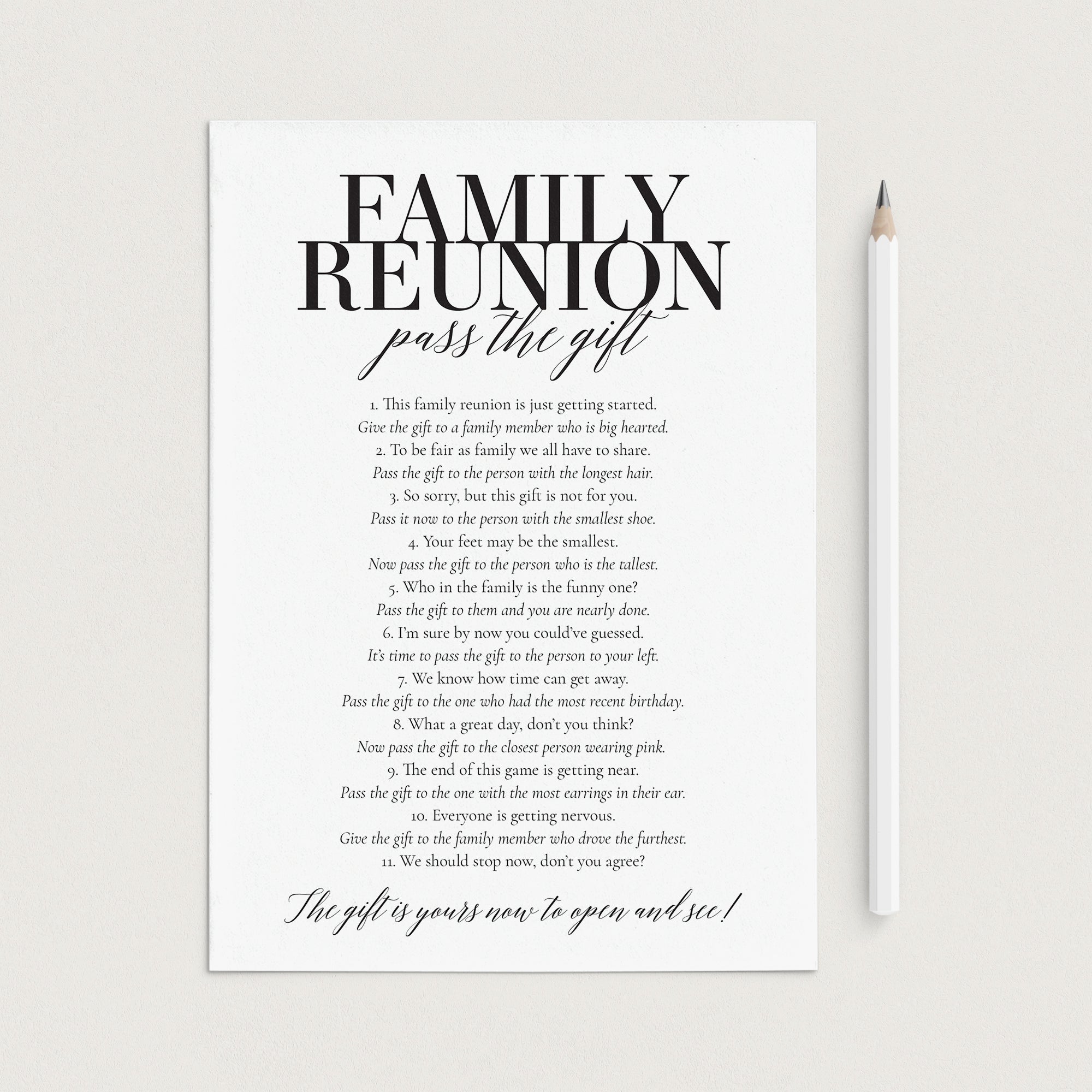 Printable Pass The Gift Game for Family by LittleSizzle