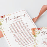 Thanksgiving Pass The Gift Game Card Printable