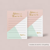 Advice for the Mom To Be Baby Shower Printable